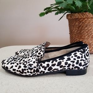 MARC FISHER Animal Print Leopard Leather Cow Fur Hair Penny Loafers Flats 6.5